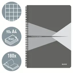 Leitz Office Notebook A4 Squared Wirebound Assorted Pack of 5