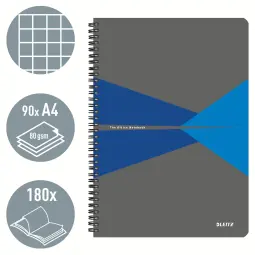 Leitz Office Notebook A4 Squared Wirebound Blue Pack of 5