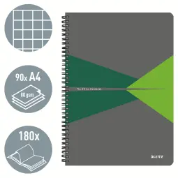 Leitz Office Notebook A4 Squared Wirebound Green Pack of 5