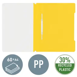 Leitz Pack of 25 Standard Plastic Files Recycled Plastic YelLow