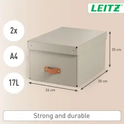 Leitz Puro Storage Box With Lid Medium 17L Beige Pack of 2