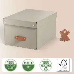 Leitz Puro Storage Box With Lid Medium 17L Beige Pack of 2