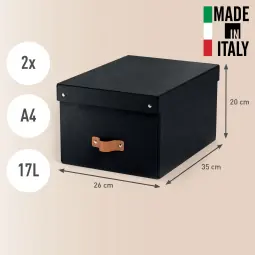 Leitz Puro Storage Box With Lid Medium 17L Black Pack of 2