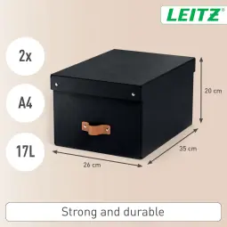Leitz Puro Storage Box With Lid Medium 17L Black Pack of 2