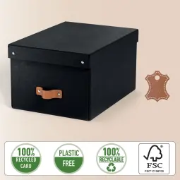 Leitz Puro Storage Box With Lid Medium 17L Black Pack of 2