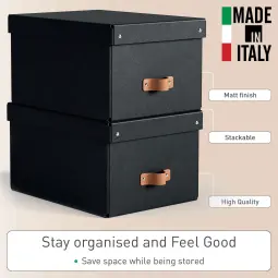 Leitz Puro Storage Box With Lid Medium 17L Black Pack of 2