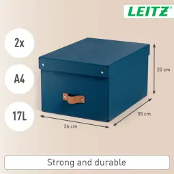 Leitz Puro Storage Box With Lid Medium 17L Dark Blue Pack of 2