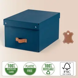 Leitz Puro Storage Box With Lid Medium 17L Dark Blue Pack of 2