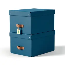 Leitz Puro Storage Box With Lid Medium 17L Dark Blue Pack of 2