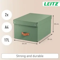 Leitz Puro Storage Box With Lid Medium 17L Green Pack of 2