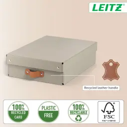Leitz Puro Storage Box With Lid Medium Low 8L Beige Pack of 2