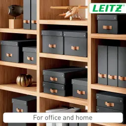 Leitz Puro Storage Box With Lid Medium Low 8L Black Pack of 2