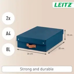 Leitz Puro Storage Box With Lid Medium Low 8L Dark Blue Pack of 2
