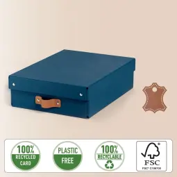 Leitz Puro Storage Box With Lid Medium Low 8L Dark Blue Pack of 2