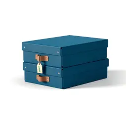 Leitz Puro Storage Box With Lid Medium Low 8L Dark Blue Pack of 2