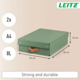 Leitz Puro Storage Box With Lid Medium Low 8L Green Pack of 2