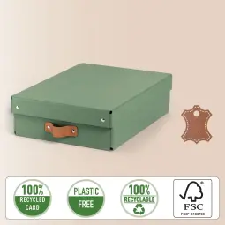Leitz Puro Storage Box With Lid Medium Low 8L Green Pack of 2