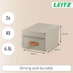 Leitz Puro Storage Box With Lid Small 7L Beige Pack of 2