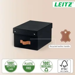 Leitz Puro Storage Box With Lid Small 7L Black Pack of 2