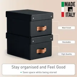 Leitz Puro Storage Box With Lid Small 7L Black Pack of 2