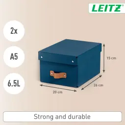 Leitz Puro Storage Box With Lid Small 7L Dark Blue Pack of 2