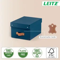 Leitz Puro Storage Box With Lid Small 7L Dark Blue Pack of 2