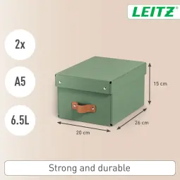 Leitz Puro Storage Box With Lid Small 7L Green Pack of 2
