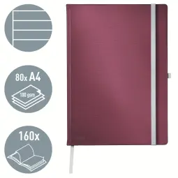 Leitz Style Notebook A4 Ruled  Garnet Red Pack of 5