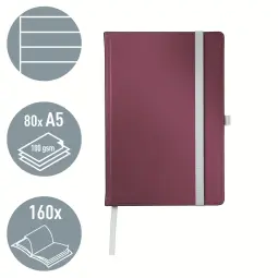 Leitz Style Notebook A5 Ruled Garnet Red Pack of 5
