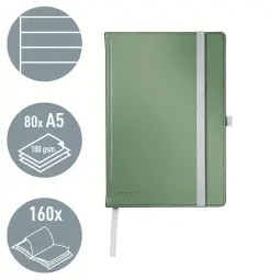 Leitz Style Notebook A5 Ruled Hardcover Pack of 5 Celadon Green