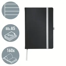 Leitz Style Notebook A5 Ruled With Hardcover Pack of 5 Satin Black