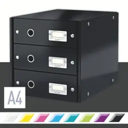 Leitz WOW 3 Drawer Cabinet  Black