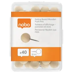 Nobo Notice Board Wooden Push Pins Pack of 40