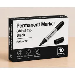 Permanent Marker Chisel Tip Black Pack of 10