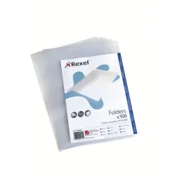 Rexel Economy A4 Document Folder, Clear Embossed, 100mic Cut Flush (Pack 100)