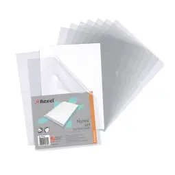 Rexel Nyrex™ Premium 4 Packs of A4 Document Folder, Clear Embossed, 100mic, Cut Flush, L-Folder, Pack of 25