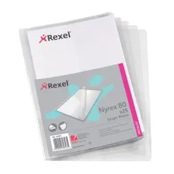 Rexel Nyrex Wallet With Pocket On the Back Cover A4 Clear 4 Packs of 25's 