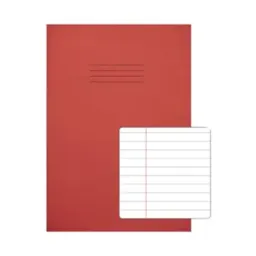 RHINO Red A4 Exercise Book 8mm Lined and Margin 80pg Pack of 10