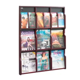 Safco Expose Adjustable Wood Literature Rack 9 Pocket A4