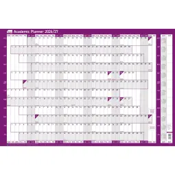 Sasco Pack of 10 2026/27 Academic Year Wall Planner Purple