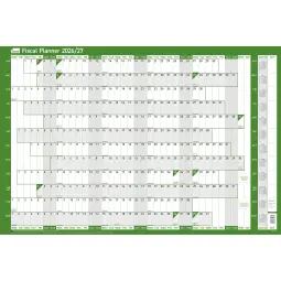 Sasco Pack of 10 2026/27 Fiscal Year Wall Planner Green
