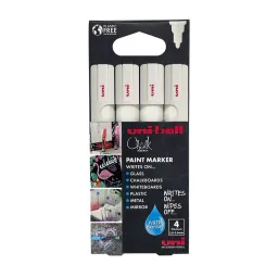 uni-ball 4 Pack Chalk Markers Medium Tip 1.8-2.5mm White