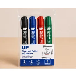 UP Flipchart Bullet Tip Marker Assorted Wallet Pack of 4