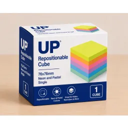 UP Repositionable Cube 76x76mm Neon and Pastel Single