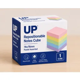 UP Repositionable Notes Cube 76x76mm Pastel Assorted